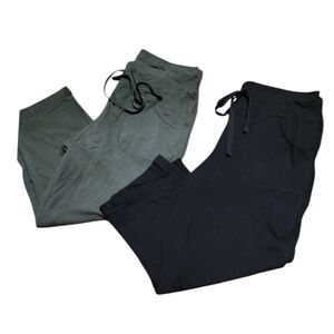 Athletic Works Bundle Olive Green and Black Cropped Lounge Pants Size Medium